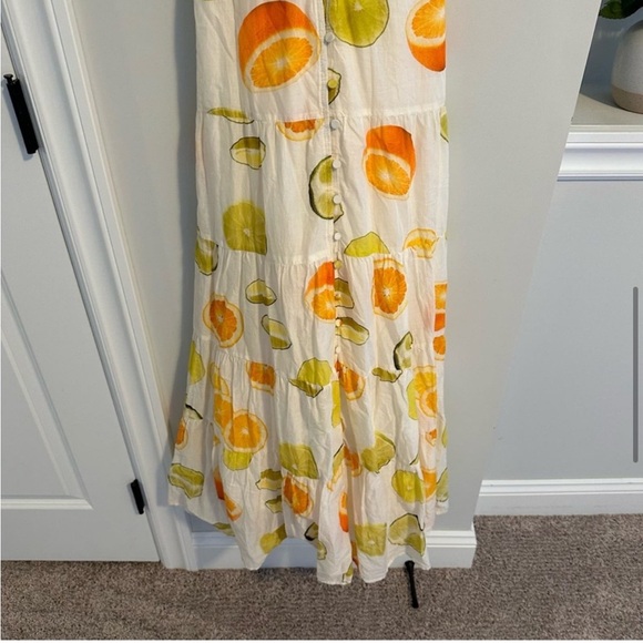 Edie Parker® X J.Crew button-front tiered maxi dress in limes and oranges - Picture 8 of 8